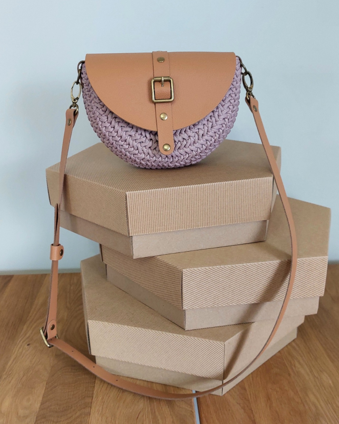 TOREBKA MIA – BRUDNY RÓŻ WYKOŃCZENIE BISZKOPT – PASEK REGULOWANY - obrazek 2