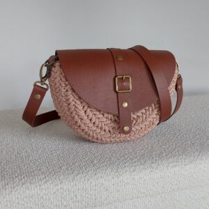 TOREBKA MIA SKÓRA NATURALNA CIEMNY BRĄZ SZNUREK CIASTECZKO – PASEK REGULOWANY